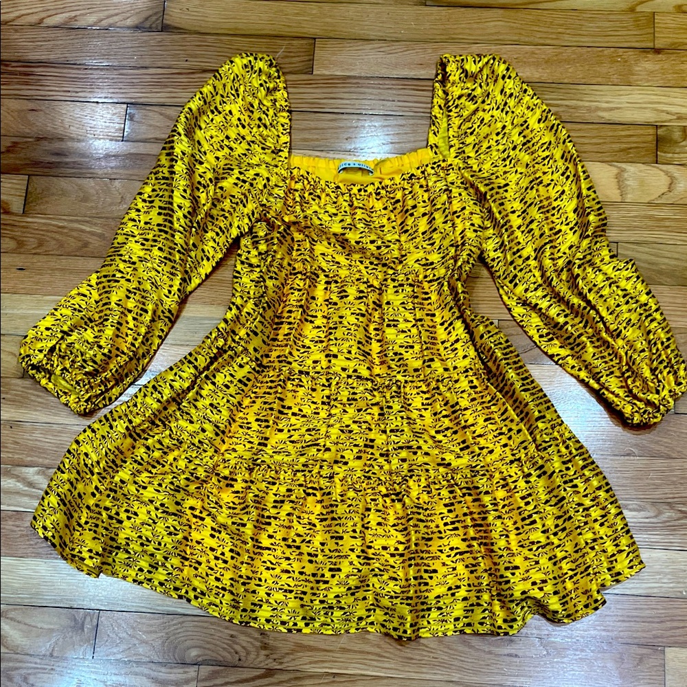Alice + Olivia Yellow.Marigold Patterned Dress